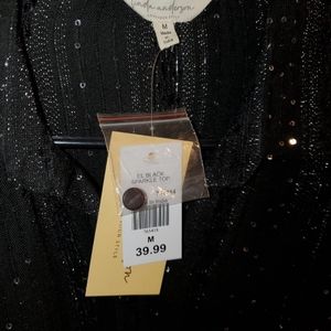 Linda Anderson Black Sparkle Top (NWT)